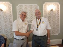 Andrew Barwood welcomes Keith Thomas to the Presidency of Watton Rotary Club